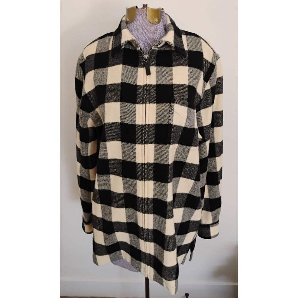 Vtg Ralph Lauren Shirt Jacket Women's Cozy Zip Front Buffalo Check sz L